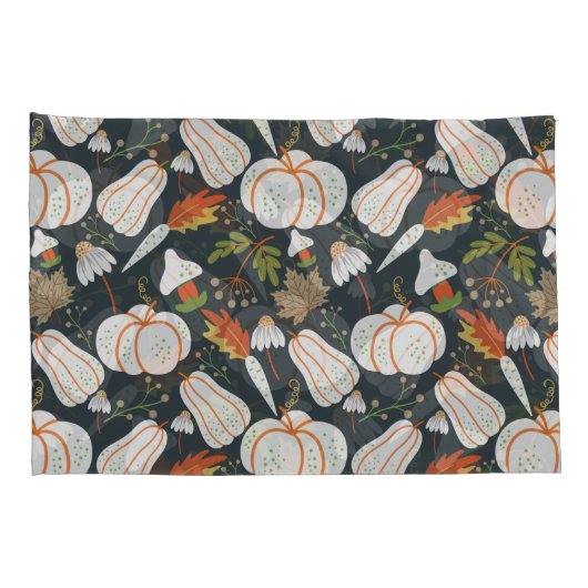 Pumpkin seamless pattern floral black and white kussensloop (Achterkant-Rechts)