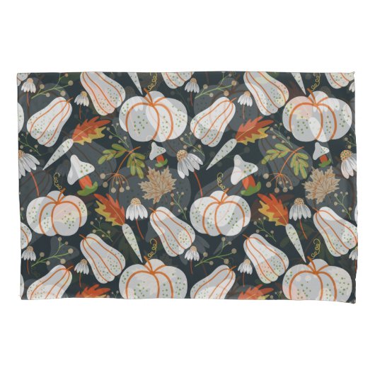 Pumpkin seamless pattern floral black and white kussensloop (Voorkant-Links)