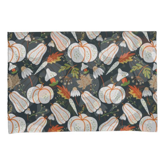 Pumpkin seamless pattern floral black and white kussensloop (Voorkant-Rechts)