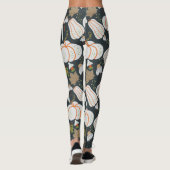Pumpkin seamless pattern floral black and white leggings (Achterkant)