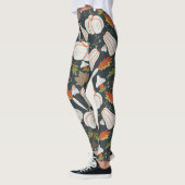 Pumpkin seamless pattern floral black and white leggings (Links)