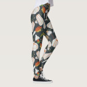 Pumpkin seamless pattern floral black and white leggings (Rechts)