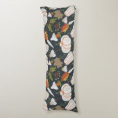 Pumpkin seamless pattern floral black and white lichaamskussen (Voorkant Verticaal)