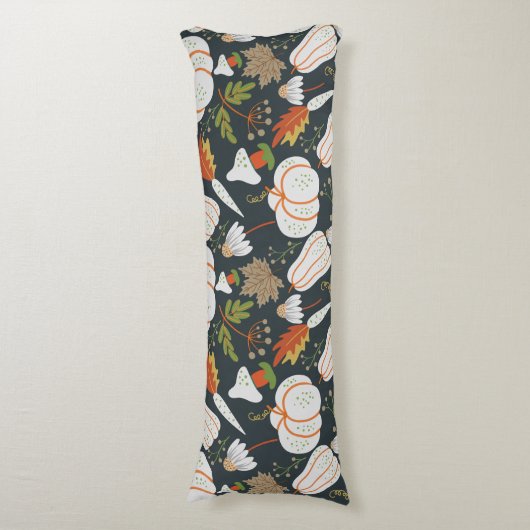 Pumpkin seamless pattern floral black and white lichaamskussen (Voorkant Verticaal)