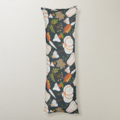 Pumpkin seamless pattern floral black and white lichaamskussen (Achterkant (Verticaal))