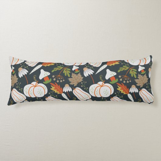 Pumpkin seamless pattern floral black and white lichaamskussen (Voorkant)