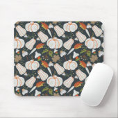 Pumpkin seamless pattern floral black and white muismat (Met muis)