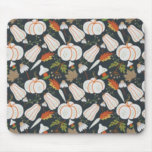 Pumpkin seamless pattern floral black and white muismat (Voorkant)