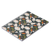 Pumpkin seamless pattern floral black and white notitieboek (Linkerzijde)