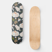 Pumpkin seamless pattern floral black and white persoonlijk skateboard (Voorkant)