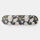 Pumpkin seamless pattern floral black and white persoonlijk skateboard (Horizontaal)