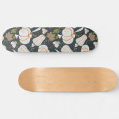 Pumpkin seamless pattern floral black and white persoonlijk skateboard (Horizontaal)