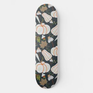 Pumpkin seamless pattern floral black and white persoonlijk skateboard