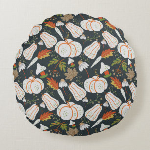 Pumpkin seamless pattern floral black and white rond kussen