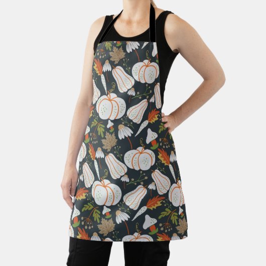 Pumpkin seamless pattern floral black and white schort (Insitu)