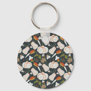 Pumpkin seamless pattern floral black and white sleutelhanger