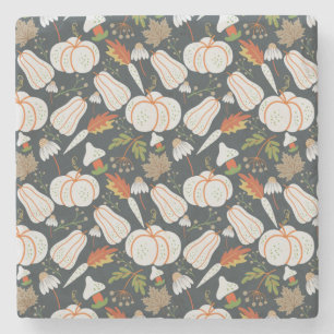 Pumpkin seamless pattern floral black and white stenen onderzetter