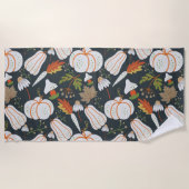Pumpkin seamless pattern floral black and white strandlaken (Voorkant)