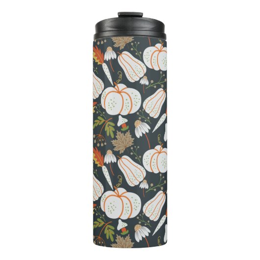 Pumpkin seamless pattern floral black and white thermosbeker (Voorkant)
