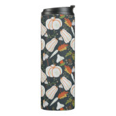 Pumpkin seamless pattern floral black and white thermosbeker (Gedraaid links)