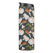 Pumpkin seamless pattern floral black and white thermosbeker (Geroteerd rechts)