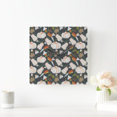 Pumpkin seamless pattern floral black and white vierkante klok (Huis)