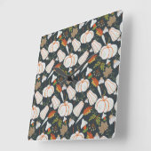 Pumpkin seamless pattern floral black and white vierkante klok (Hoek)