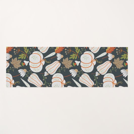 Pumpkin seamless pattern floral black and white yogamat (Voorkant (horizontaal))