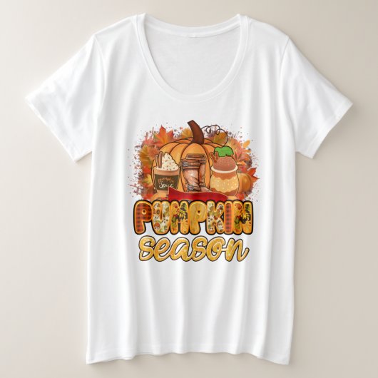 Pumpkin Season Autumn Customize Grote Maat T-shirt (Design voorkant)