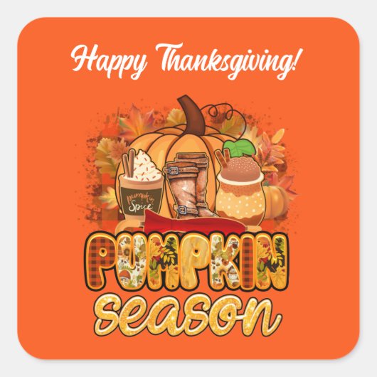 Pumpkin Season Autumn Customize Vierkante Sticker (Voorkant)