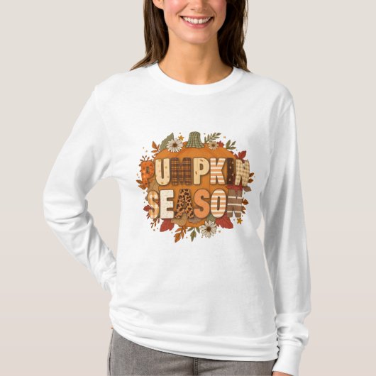  Pumpkin Season – Autumn Flowers & Cozy T-shirt (Voorkant)