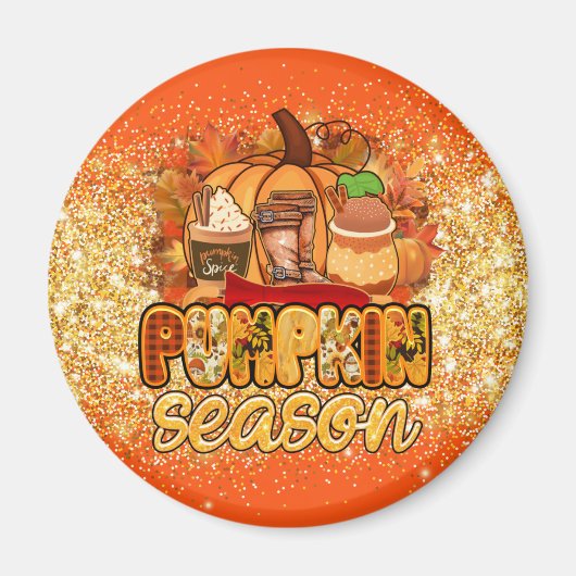 Pumpkin Season Autumn past Tekst en Kleur aan Magneet (Voorkant)