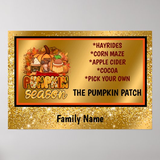 Pumpkin Season Autumn past Tekst en Kleur aan Poster (Voorkant)