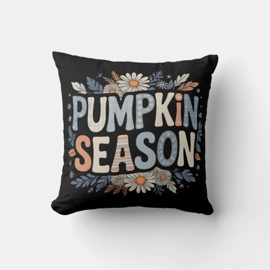 Pumpkin Season – Blue Floral Retro Coussin Kussen (Voorkant)