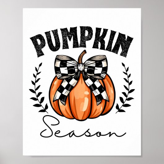Pumpkin Season Coquette Pumpkin Bow Halloween Spoo Poster (Voorkant)