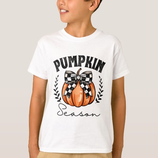 Pumpkin Season Coquette Pumpkin Bow Halloween Spoo T-shirt (Voorkant)