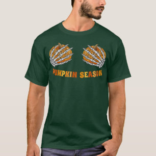 Pumpkin Season Leopard Pumpkin Chest Skeletand T-shirt