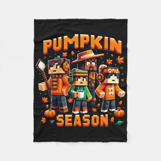 Pumpkin Season Pixel Gaming Fall Gamer Autumn Vibe Fleece Deken (Voorkant)