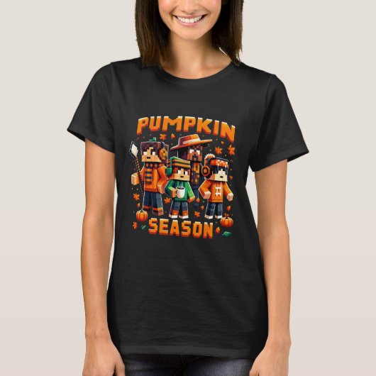 Pumpkin Season Pixel Gaming Fall Gamer Autumn Vibe T-shirt (Voorkant)