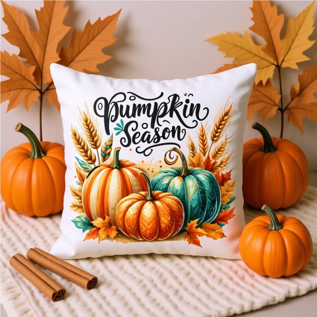 Pumpkin Season Watercolor Lettering – Cozy Autumn  Kussen (Creator heeft geüpload)