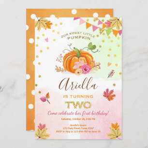 Pumpkin Second Birthday Invitation Autumn Herfst Kaart