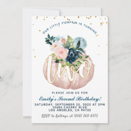 Pumpkin Second Birthday Invitation Kaart