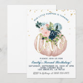 Pumpkin Second Birthday Invitation Kaart (Voorkant / Achterkant)