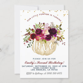 Pumpkin Second Birthday Invitation Kaart
