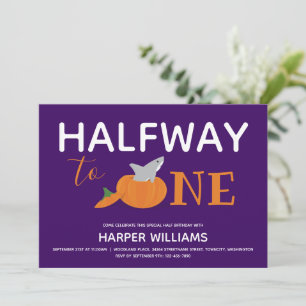 Pumpkin Shark Six Month Baby Half Birthday Kaart