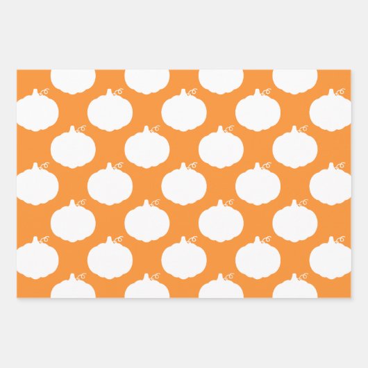 Pumpkin Silhouette Pattern Oranje White Inpakpapier Vel (Voorkant 3)