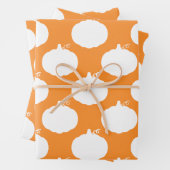 Pumpkin Silhouette Pattern Oranje White Inpakpapier Vel (In situ)