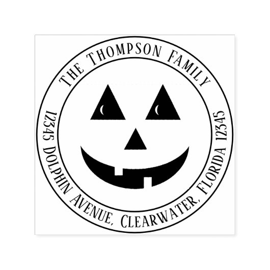 Pumpkin Simple Return-adres Jack O Lantern Zelfinktende Stempel (Design)