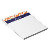 Pumpkin Sinaasappel Lg Chevron Navy Name Monogram Notitieblok (Schuin)