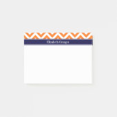 Pumpkin Sinaasappel Lg Chevron Navy Name Monogram Post-it® Notes (Voorkant)